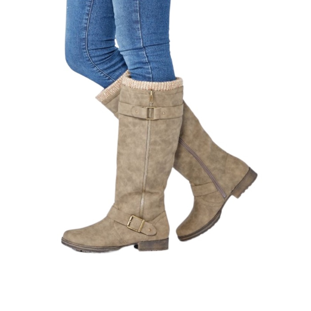 Just Fab flat boots julianna in taupe NIB
